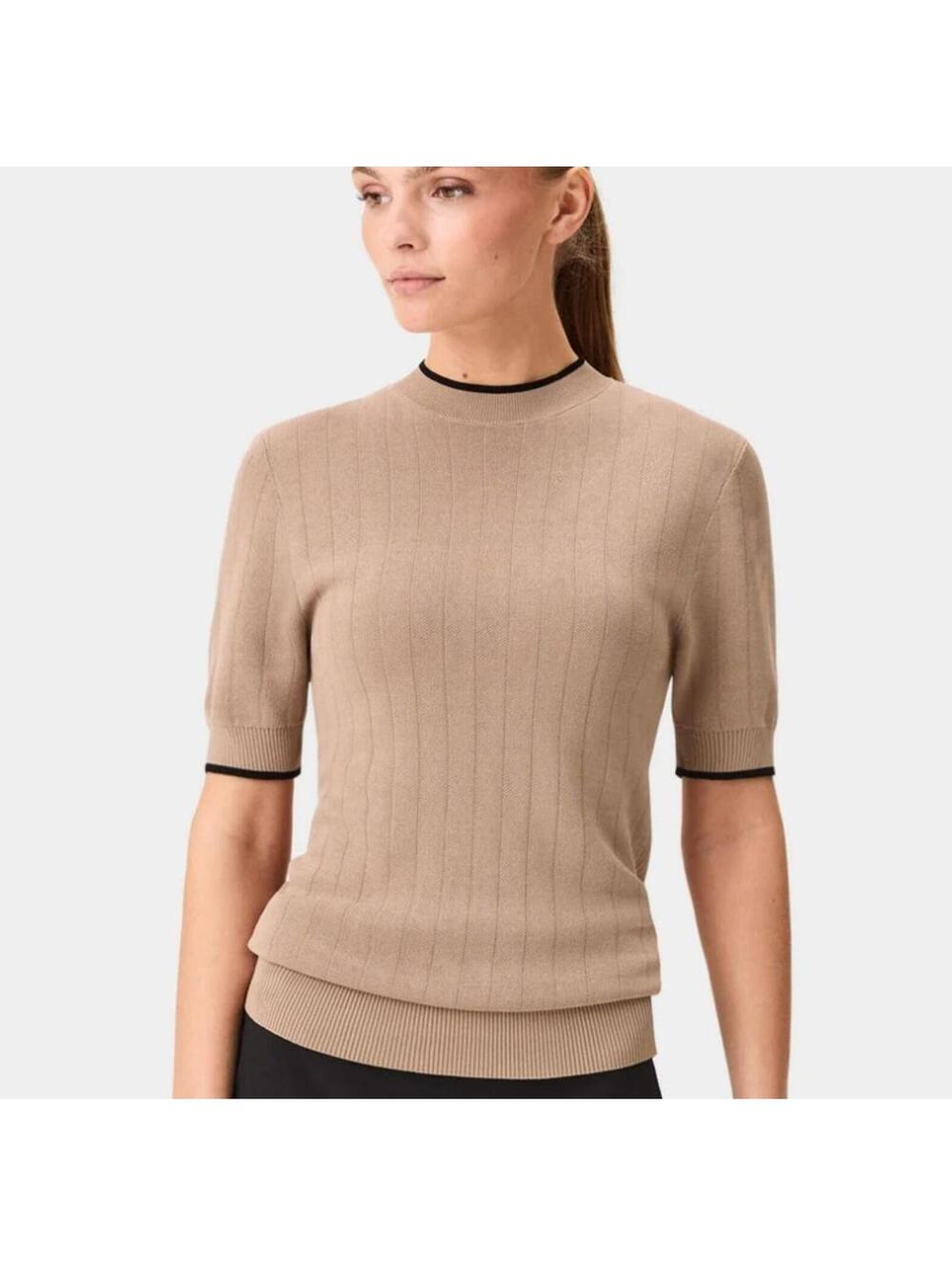 NEW Macade Women's MEDIUM Gigi Wave Top Sweater Shirt - Ash Brown Beige - NWOT
